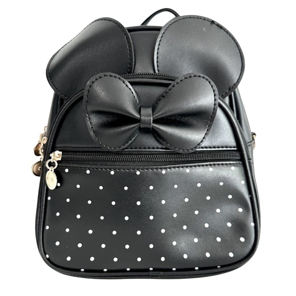 Unbranded Bowknot Mini Backpack Polka‎ Dot Mouse Ears Black Women OS